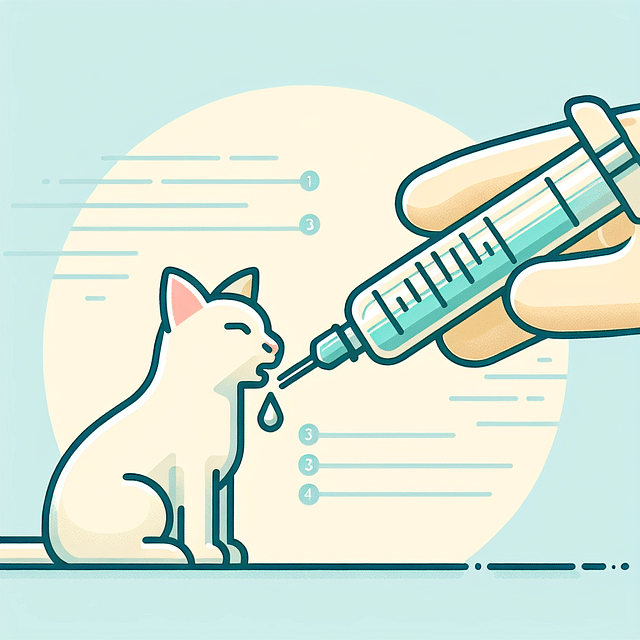 administering liquid medicine to a cat with a syringe